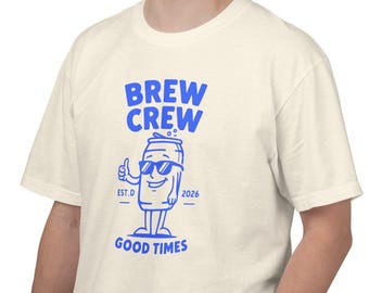 Brew Crew cartoon beer can T-Shirt | Good Times graphic tee