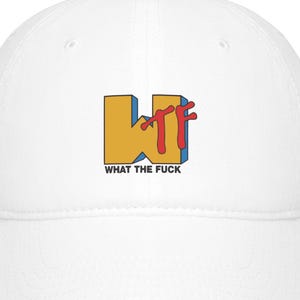 WTF Cartoon Logo Baseballkappe | Unauffälliger, gestickter Patch-Stil