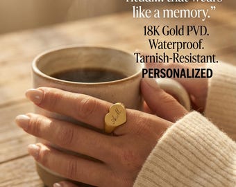 Custom Engraved Heart Signet Ring | Stainless Steel Personalized Jewelry
