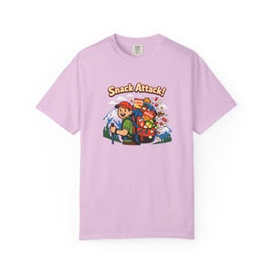 Snack Attack ryggsäcks-T-shirt för vandring | camping-t-shirt med grafik och snacks bild 9