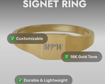 Custom Monogram Square Signet Ring | Ring