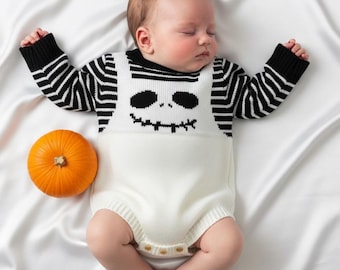 Custom Embroidered Halloween Baby Romper,Personalized Name Knit Bodysuit,Spooky Cute Fall Outfit, Newborn First Halloween Gift,Baby Boy Girl