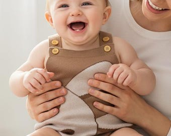 Pelele personalizado para bebé con nombre bordado en la espalda, suéter de conejito de punto personalizado, conjunto para anunciar el embarazo, regalo para recién nacido, para bebé niña o niño.