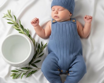 Conjunto de pelele de punto personalizado, conjunto de bebé con nombre personalizado en la espalda, regalo bordado para bebé niño o niña, conjunto minimalista para recién nacido para la salida del hospital, baby shower