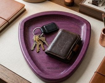 Handmade Purpleheart Wood Valet Tray – Guitar Pick Catchall, Musician Gift