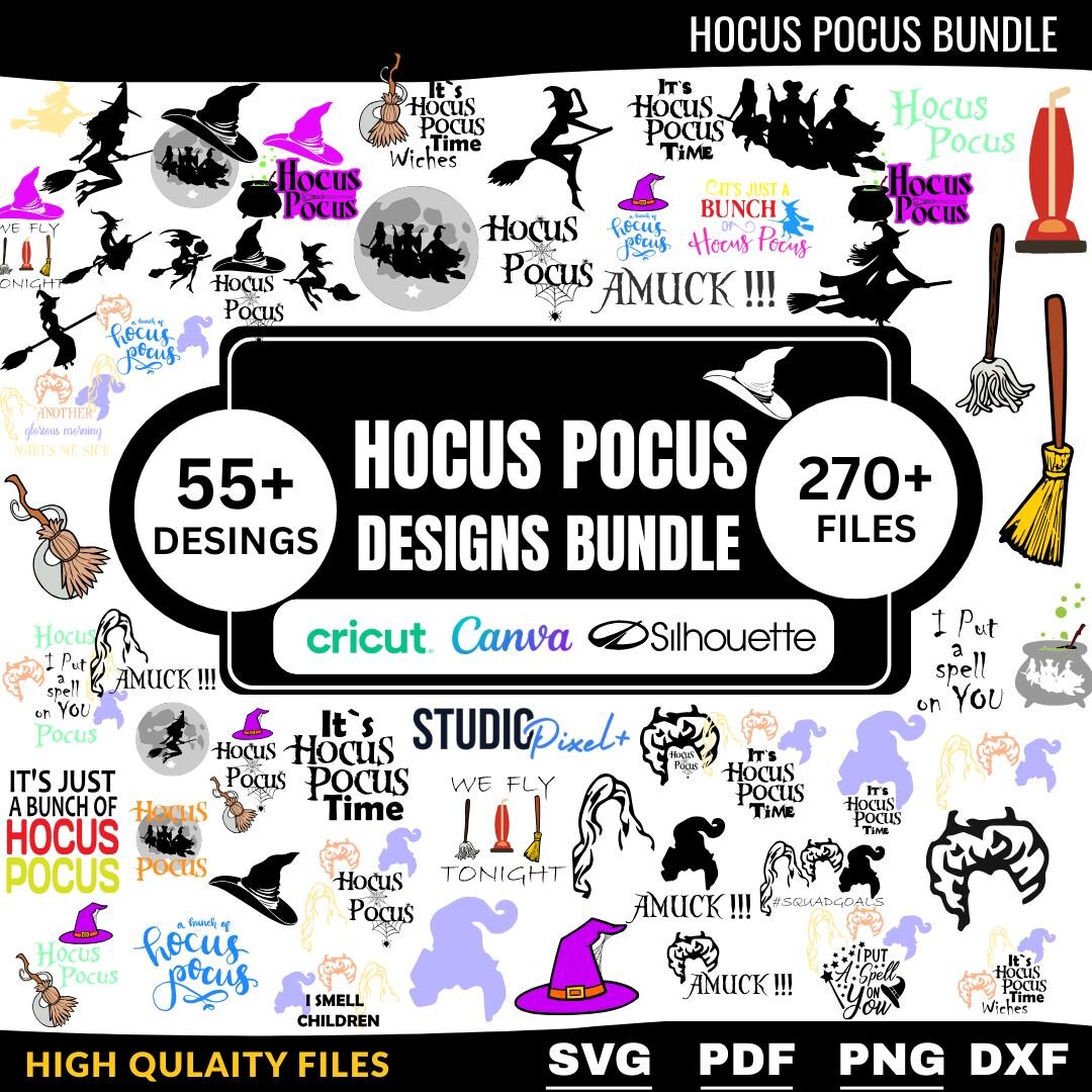 Hocus Pocus SVG Bundle Halloween Shirt Design SVG for Cricut Silhouette ...