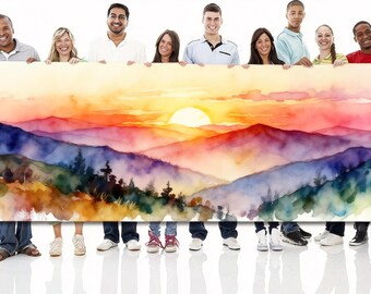 Large Custom Canvas Wall Art – Personalized Family / Landscape Painting Living Room Decor