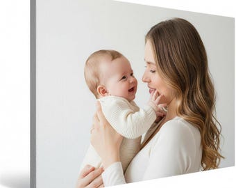 Mom and Baby Portrait Custom Photo Print Personalized Family Wall Art