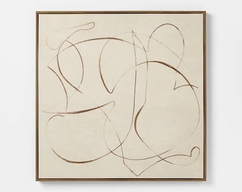Minimalist Abstract Line Art Print, Neutral Modern Wall Art