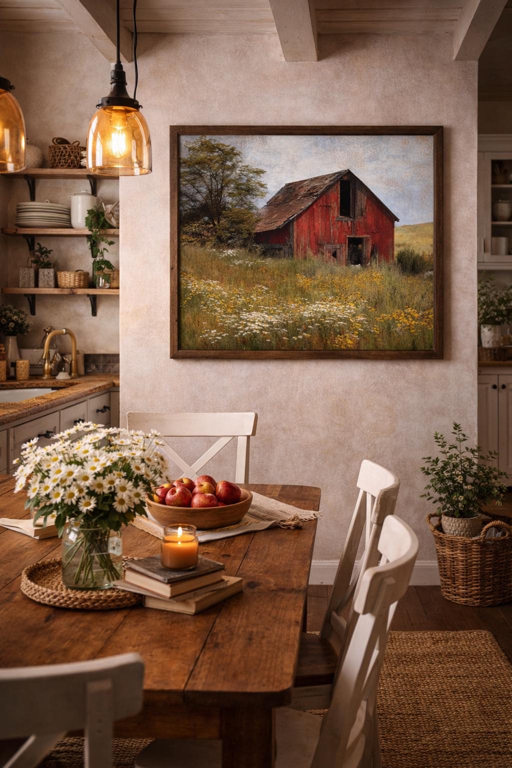 Rustic Red Barn Landscape Wall Art, Farmhouse Country Wall Decor - Etsy