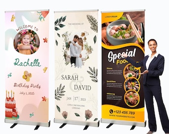 Custom Retractable Banner Stand, Full Color Printing, Trade Show Display