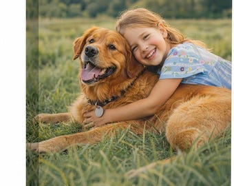 Family Keepsake Custom Child and Pet Canvas, Personalized Family Wall Art