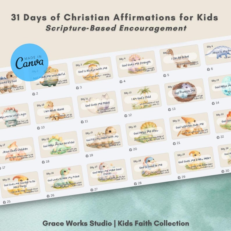 Christian Affirmation Cards for Kids and Adults Bible Verse Cards ...