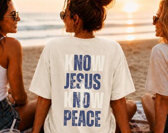 Christian Streetwear Tee | Know Jesus Know Peace Typography Shirt (Comfort Colors®)
