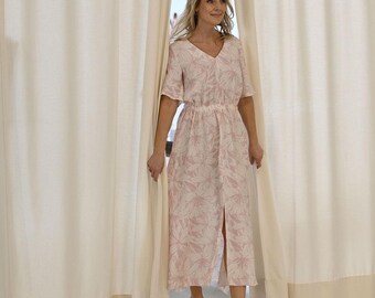 Wundervolles lange jurk met viskose in bloemenprint