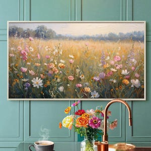 Cottagecore Floral Samsung Frame TV Art ( Digital download), Spring Meadow Wildflowers JPG 4K