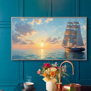 Sailing Samsung Frame TV Art Yacht Summer Ocean JPG 4K Modern (digital download)