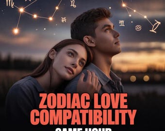 Zodiac Love Compatibility Tarot Reading, Soulmate & Twin Flame Future Insights, Relationship Analysis, Same Hour Synastry Reading (PDF)