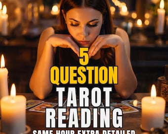 Lettura dei Tarocchi con 5 domande, intuizione psichica e risposte accurate per amore e carriera, risposta spirituale rapida, medium affidabile, PDF disponibile in un'ora.