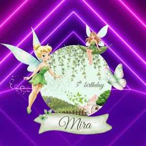Editable Tinker Bell Birthday Cake Topper | Fairytale Pixie Dust Design (Digital Download)