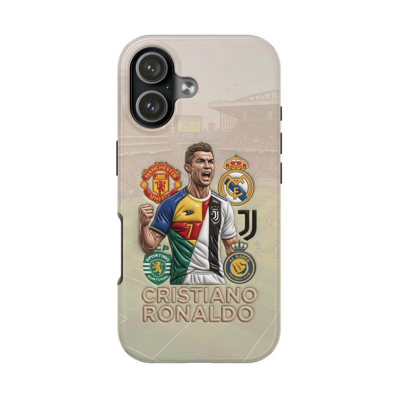Coque pour portable Cristiano Ronaldo, légende du football | Couvercle en polycarbonate brillant image 2