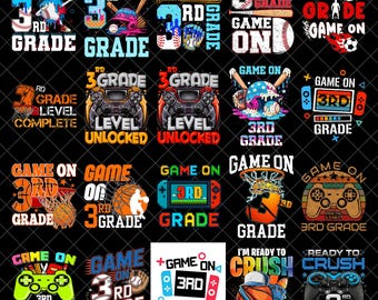 Game On 3rd Grade PNG Bundle, Back to School Basketball 3rd Grade Level Unlocked, Boys Girls Classroom Teacher Digital Download