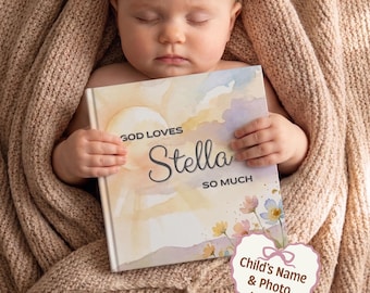 Libro de historias bíblicas personalizado con nombre, regalo de bautismo para niña, regalo de bautizo, libro de bebé personalizado