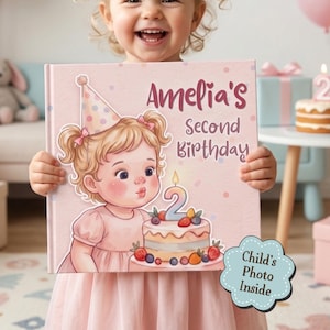 Personlig andra födelsedagsbok, anpassad 2-årspresent till flicka som fyller två, namnbok, minnessak för dotter eller barnbarn