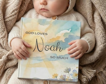Personalized Christian Baby Boy Book, Baptism Gift for Boy, God Loves You Story with Name, Christening Keepsake