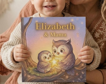 Mom and Baby Book with Names | Personalized Owl Story Gift for Mom