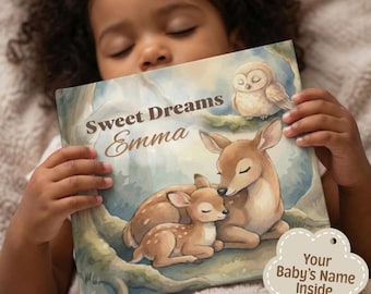 Personalized Baby Bedtime Book with Name, Custom Forest Animals Sleep Story, Good Night Book for Toddlers 0–3, First Birthday Gift