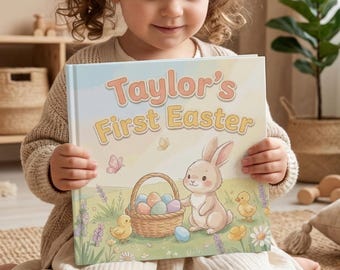 Premier livre de Pâques personnalisé pour bébé, cadeau 1ère Pâques de bébé pour garçons et filles, livre d'histoires de Pâques personnalisé pour enfants