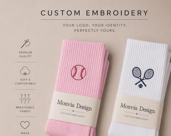 Custom Embroidered Logo Socks, Personalized Workplace Apparel, Club for Pilates, Tennis & Lifestyle Brands sock