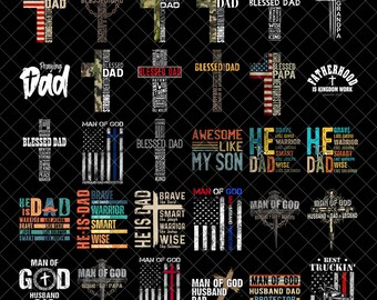 Blessed Dad Png Bundle, Christian Dad PNG, Papa Sublimation Design, Father’s Day Cross Png, Religious Dad Quote Png, christian dad png