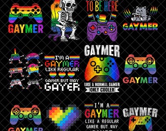 Gaymer PNG Bundle, Funny Pride Gaming Png, Rainbow Gamer Controller Sublimation, LGBTQ Gamer PNG, Pride Month Shirt Design