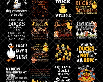 Funny Ducks Not All In a Row Sarcastic Mental Health Png Bundle, Duck Humor Meme Quirky Ducks png, Sarcastic Adult Humor Retro Style Goose
