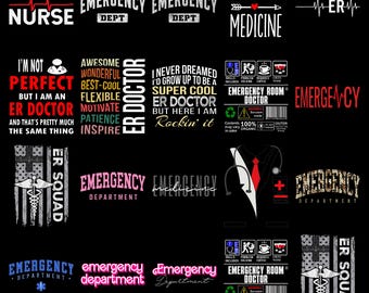Emergency Nurse PNG Bundle ER Doctor Emergency Department Shirt Design, Funny Er Squad Medical Sublimation PNG Pack