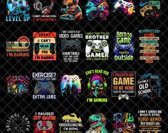 Gamer Sublimation Bundle, Gamer Shirt PNG, Video Games PNG, Game Controller png, Game Day png, Funny gamer png, Sublimation