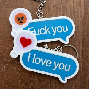 Blue Text Bubble Acrylic Keychains