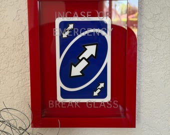 En caso de emergencia, rompa el cristal, tarjeta invertida, arte mural acrílico