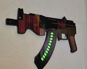 Cuadro acrílico para pared con diseño de AK47 Micro Draco que brilla en la oscuridad
