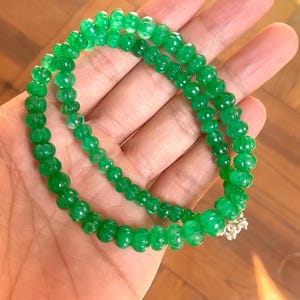 AAA Natural Zambian Emerald Melon Rondelle Beads 6-11.5mm, 15 Inch Pumpkin Shape Green Gemstone Beads for Jewelry Making