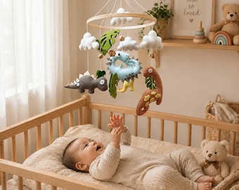 Dinosaur Mobile Baby, Crib Mobile Dino, Nursery Decor Dinosaur, Crib Mobile Dinosaur, Dino Nursery Decor, Crib Decor Dinosaur