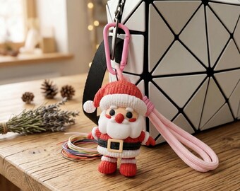 3D Printed Santa Claus Keychain, Festive Holiday Bag Charm, Backpack Pendant Ornament