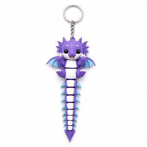 Movable Animal Keychain, 3D Printed Fidget Toy, Flexible Desk Ornament a baby dragon