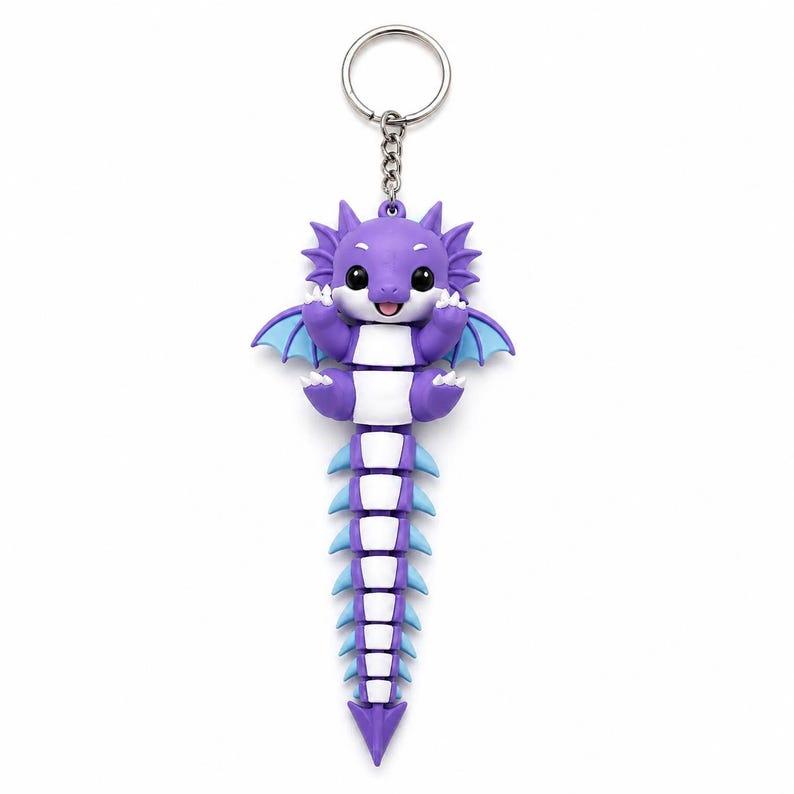 Movable Animal Keychain, 3D Printed Fidget Toy, Flexible Desk Ornament a baby dragon