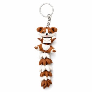 Movable Animal Keychain, 3D Printed Fidget Toy, Flexible Desk Ornament a dog