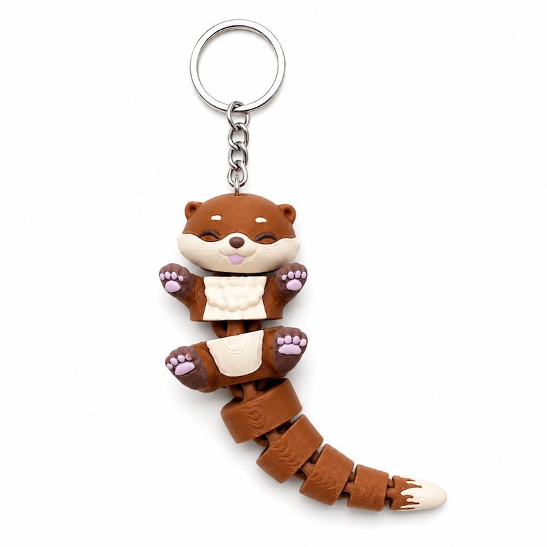 Movable Animal Keychain, 3D Printed Fidget Toy, Flexible Desk Ornament a raccoon