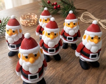 Miniature Knitted-Look Santa Figurine, 3D Printed Christmas Decor, Tiny PLA Santa Stocking Stuffer