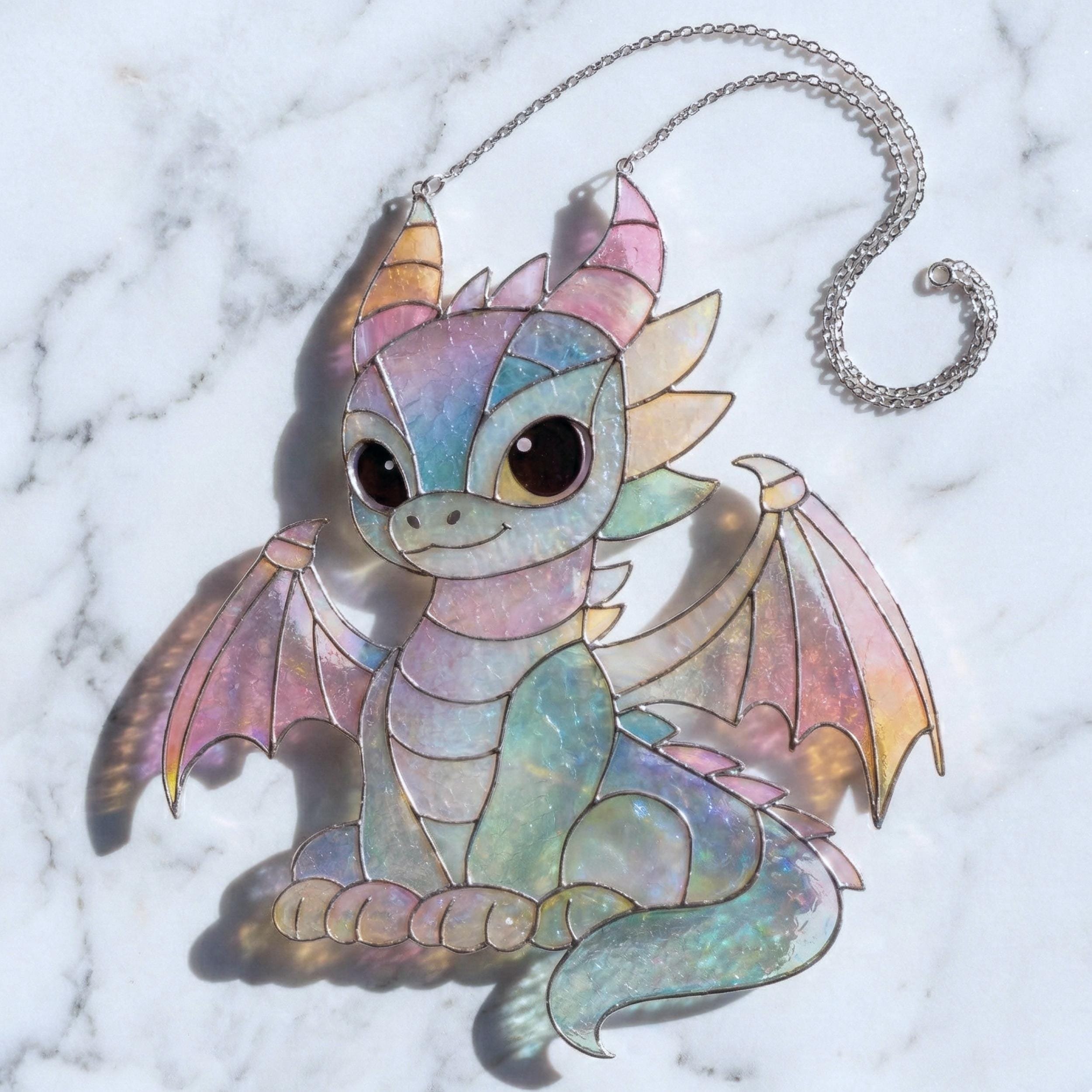 Little Dragon Stained Glass Pattern | Fantasy Dragon Window Suncatcher ...